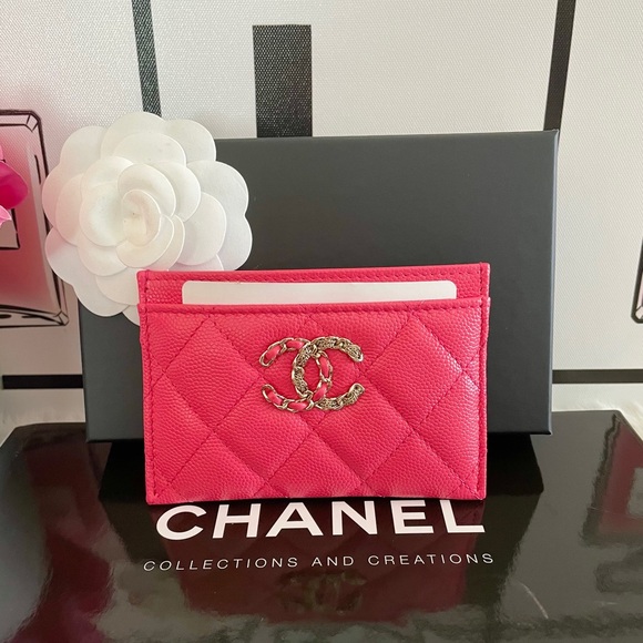 pink chanel card holder
